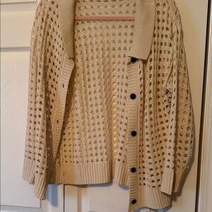 Cream Open-Knit Women's Sweater